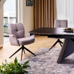 Chaise tissu gris pivotante avec retour automatique et ressorts POLYCA