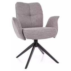 Chaise pivotante gris tissu avec retour automatique, ressorts et pieds métal POLYCA