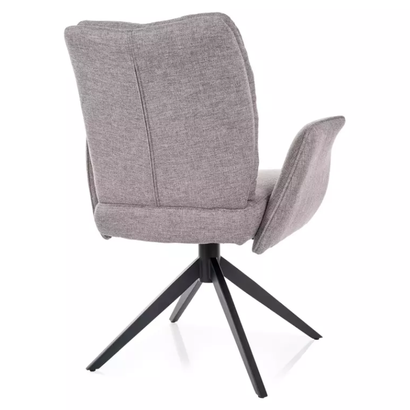 Chaise pivotante gris tissu avec retour automatique, ressorts et pieds métal POLYCA