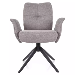 Chaise pivotante gris tissu avec retour automatique, ressorts et pieds métal POLYCA