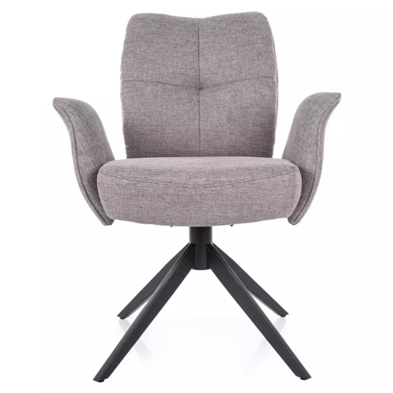 Chaise pivotante gris tissu avec retour automatique, ressorts et pieds métal POLYCA
