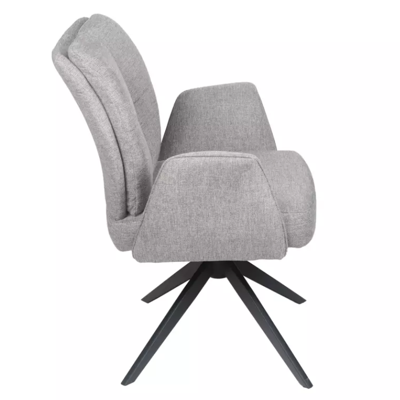 Chaise pivotante gris tissu avec retour automatique, ressorts et pieds métal POLYCA