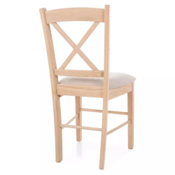 Chaise couleur beige clair en tissu et en bois chêne hévéa – MOUVY