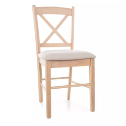 Chaise couleur beige clair en tissu et en bois chêne hévéa – MOUVY