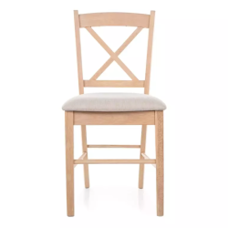 Chaise couleur beige clair en tissu et en bois chêne hévéa – MOUVY