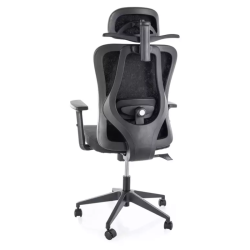 Chaise ergonomique tissu noir TILT multibloc, cintre intégré LOONI