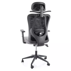 Chaise ergonomique tissu noir TILT multibloc, cintre intégré LOONI
