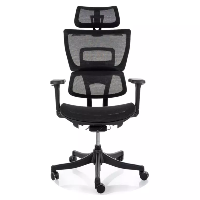 Chaise ergonomique tissu noir TILT multibloc, cintre intégré LOONI