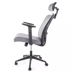 Chaise ergonomique tissu gris TILT multibloc, cintre intégré | LOONI