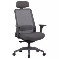 Chaise de bureau pivotante ergonomique grise mesh TILT multibloc MONIKAS