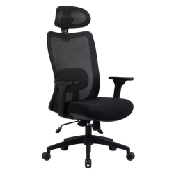 Chaise de bureau IMAIA ergonomique pivotante noire mesh TILT multibloc appui-tête & lombaires