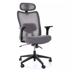 Chaise de bureau IMAIA ergonomique pivotante grise mesh TILT multibloc appui-tête & lombaires