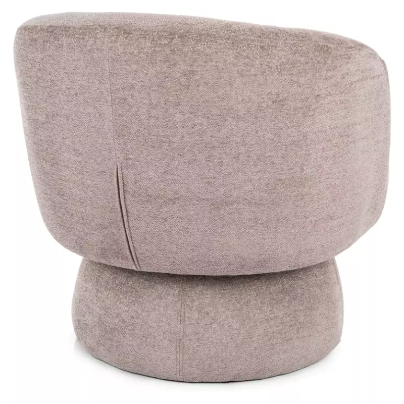Fauteuil LONE pivotant à 360° en tissu beige foncé style cocooning