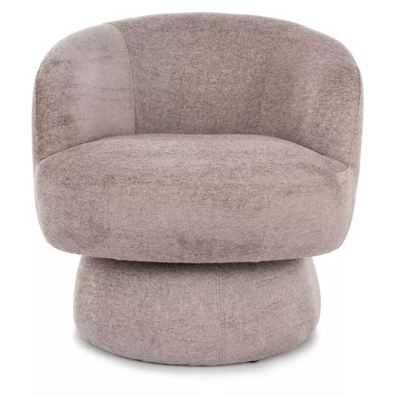 Fauteuil LONE pivotant à 360° en tissu beige foncé style cocooning