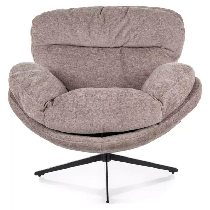 Fauteuil MARIA pivotant à 360° beige foncé moelleux et cocooning