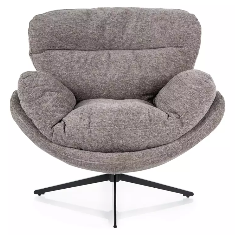 Le fauteuil MARIA pivotant à 360° en tissu gris et pieds noir design