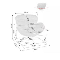 Le fauteuil MARIA pivotant à 360° en tissu gris et pieds noir design