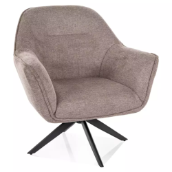 Fauteuil tissu beige rotatif 360° look cosy base métal noir mat RITANA