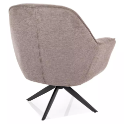 Fauteuil beige rotatif 360° tissu de caractère, pied noir mat | RITANA
