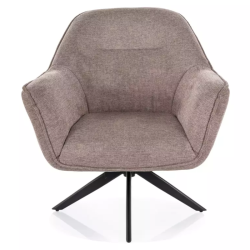 Fauteuil beige rotatif 360° tissu de caractère, pied noir mat | RITANA