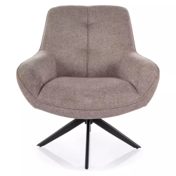 Fauteuil pivotant 360° beige design avec piètement métal noir | LUNES