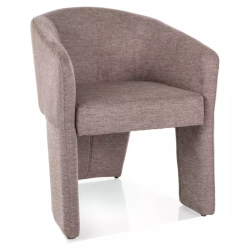 Fauteuil beige compact en tissu, dossier courbe, piètement recouvert en tissu NORD