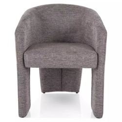 Fauteuil tonneau couleur gris, jupe en tissu monobloc élégante NORD