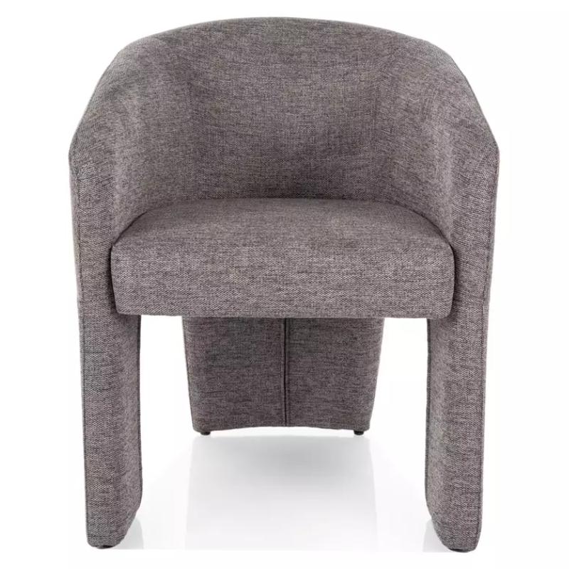Fauteuil tonneau couleur gris, jupe en tissu monobloc élégante NORD
