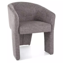 Fauteuil tonneau couleur gris, jupe en tissu monobloc élégante NORD
