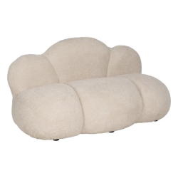 Canapé 2 places beige en tissu bouclette, look organique et courbes sculptées GALAXIE