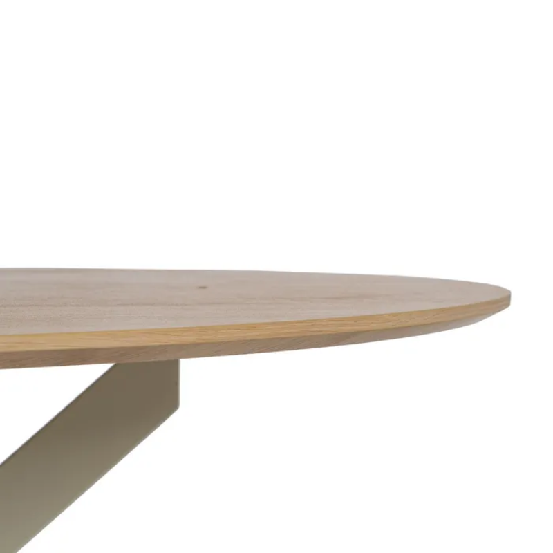 Table ronde 120 cm bois clair et métal crème pour 4 convives CAMELIA