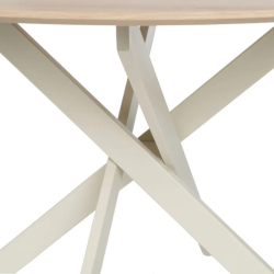 Table ronde 120 cm bois clair et métal crème pour 4 convives CAMELIA