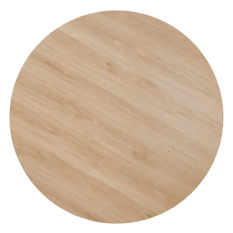 Table ronde 120 cm bois clair et métal crème pour 4 convives CAMELIA