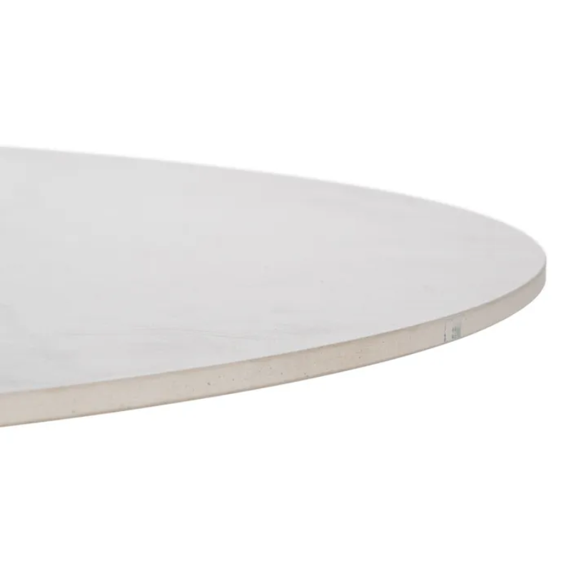Table à manger ronde blanche 120 cm marbre et bois conique HAVANE