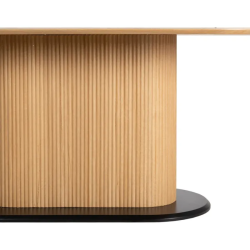 Table salle à manger ovale blanche en marbre et bois 180 cm – INDIG