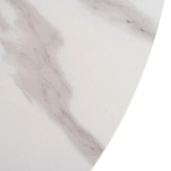 Table salle à manger ovale blanche en marbre et bois 180 cm – INDIG