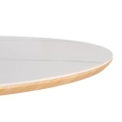 Table salle à manger ovale blanche en marbre et bois 180 cm – INDIG