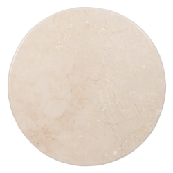 Table basse 76 cm marbre crème et bois strié manguier naturel AURA