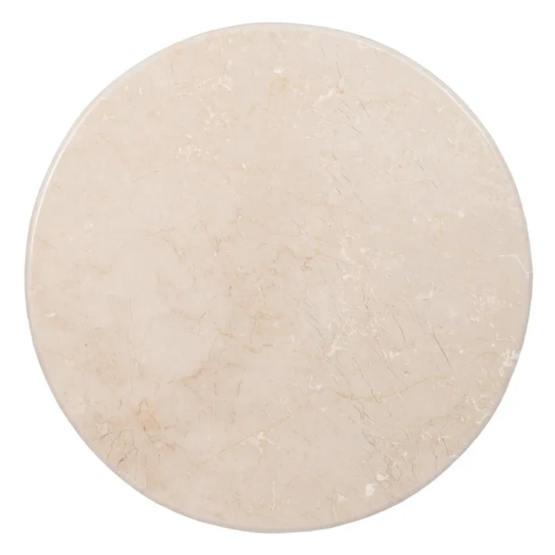 Table basse 76 cm marbre crème et bois strié manguier naturel AURA