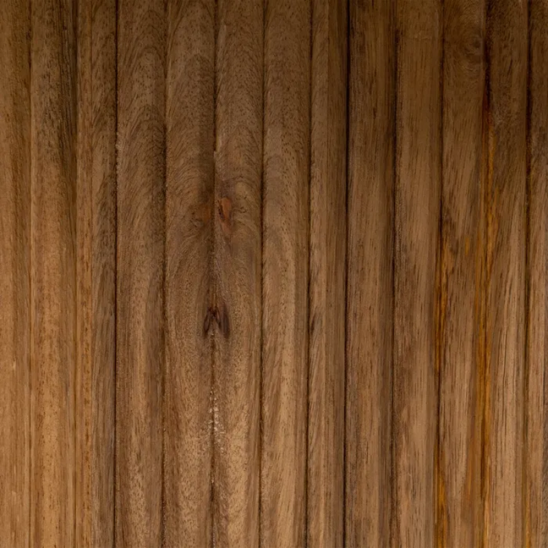 Table basse 76 cm marbre crème et bois strié manguier naturel AURA
