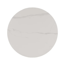 Table basse ronde blanche marbre et pieds bois clair naturel HAVANE