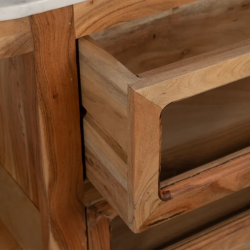 Buffet en bois et plateau en marbre blanc avec 6 tiroirs BELISANE