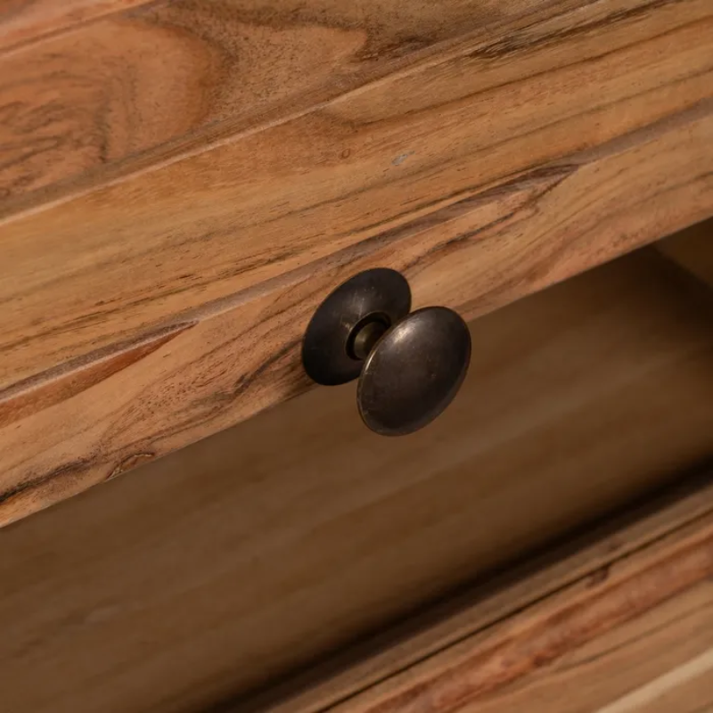 Buffet en bois et plateau en marbre blanc avec 6 tiroirs BELISANE