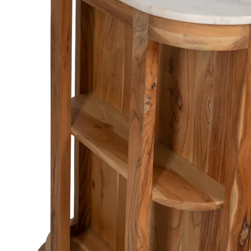 Buffet en bois et plateau en marbre blanc avec 6 tiroirs BELISANE