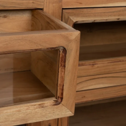 Buffet en bois et plateau en marbre blanc avec 6 tiroirs BELISANE