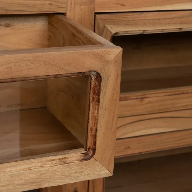 Buffet en bois et plateau en marbre blanc avec 6 tiroirs BELISANE