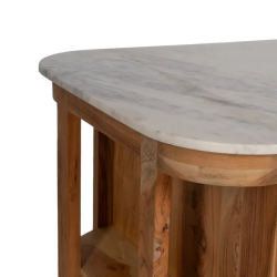 Buffet en bois et plateau en marbre blanc avec 6 tiroirs BELISANE