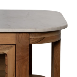 Buffet en bois et plateau en marbre blanc avec 6 tiroirs BELISANE