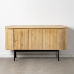 Buffet en bois naturel et métal noir 4 portes arrondies – SYLPHI
