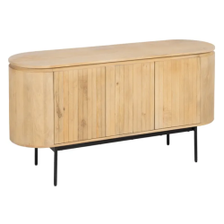 Buffet en bois naturel et métal noir 4 portes arrondies – SYLPHI